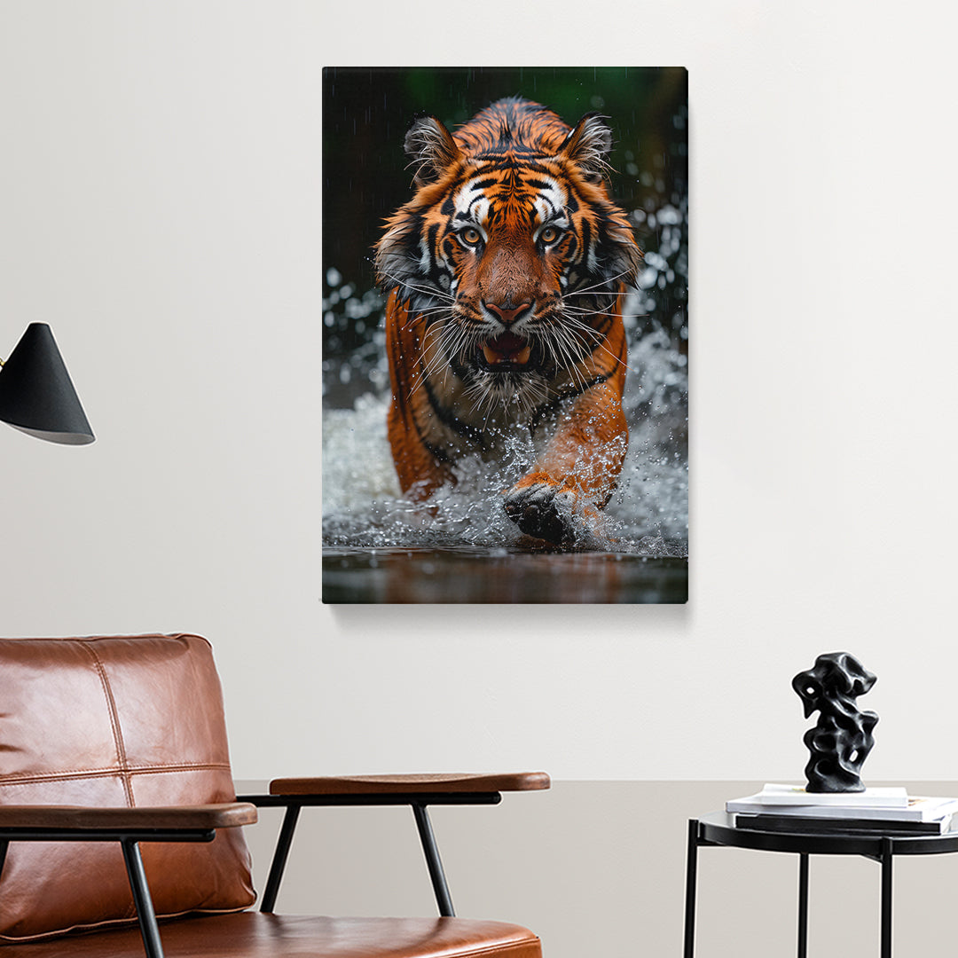 Prowling Tiger in Water Canvas Print ArtLexy   
