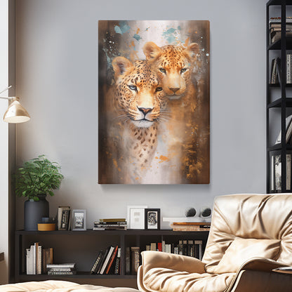 Graceful Leopard Pair Canvas Print ArtLexy 1 Panel 16"x24" inches 