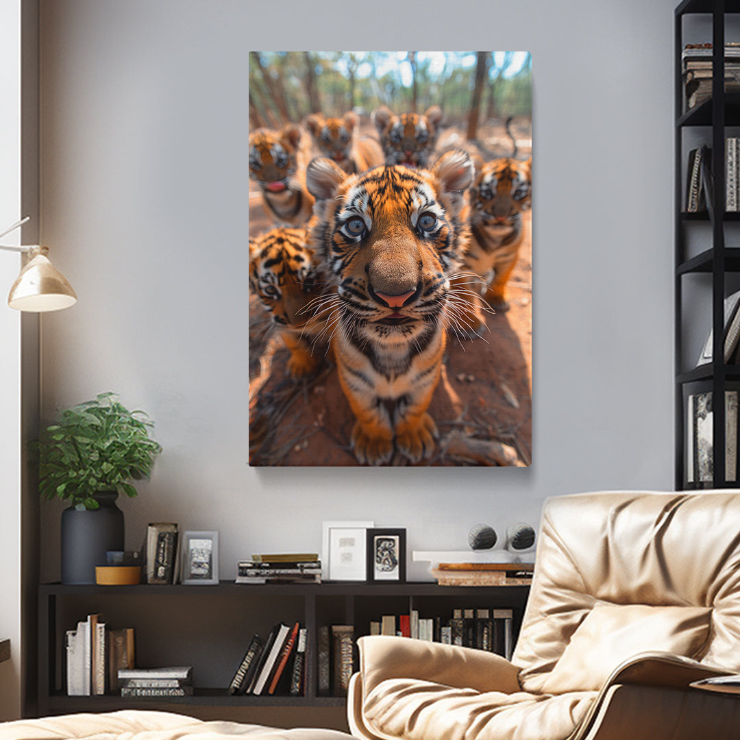 Playful Tiger Cubs Canvas Print ArtLexy 1 Panel 16"x24" inches 