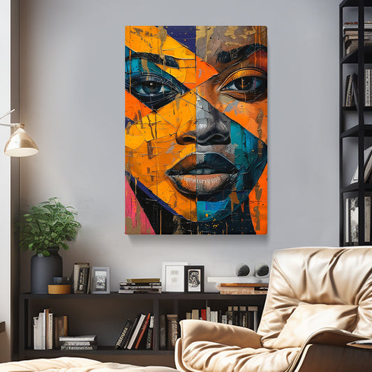 Colorful Fragmented Portrait of a Woman Canvas Print ArtLexy 1 Panel 16"x24" inches 