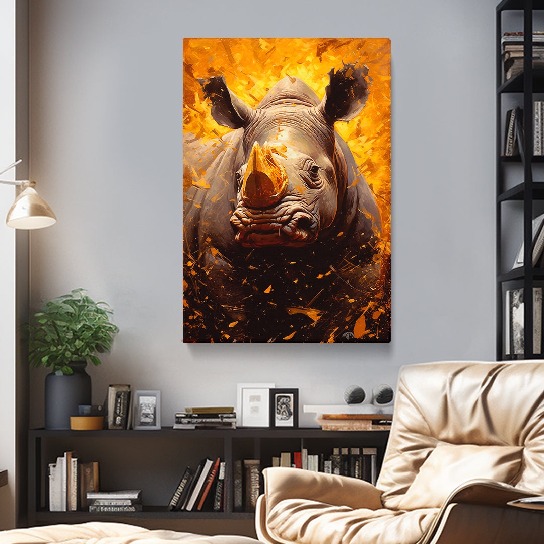 Commanding Rhino Portrait Canvas Print ArtLexy 1 Panel 16"x24" inches 