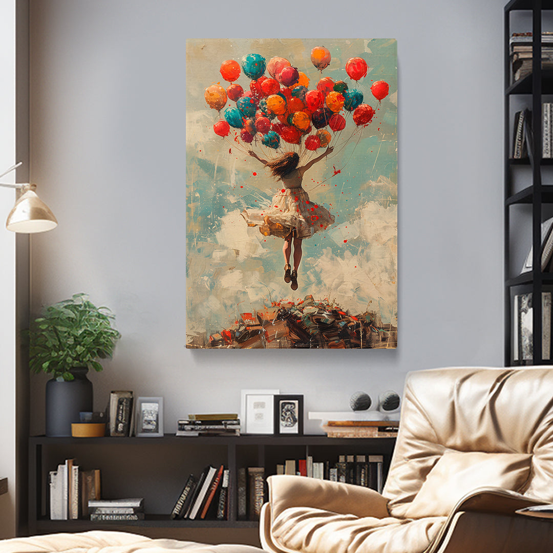 Vibrant Balloon Flight Canvas Print ArtLexy   