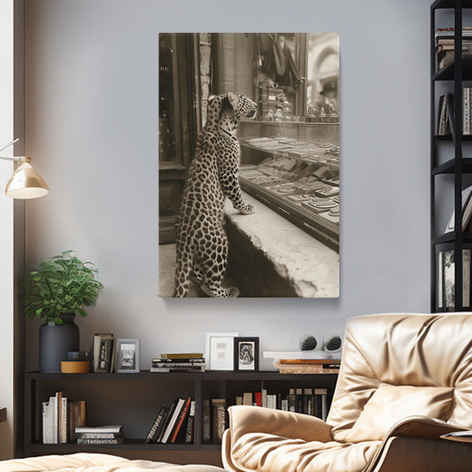 Window-Gazing Leopard Canvas Print ArtLexy 1 Panel 16"x24" inches 