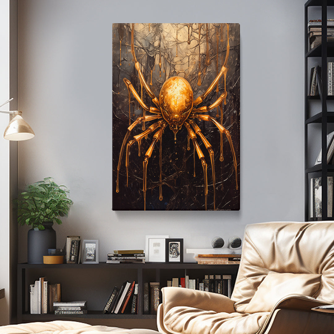 Gleaming Golden Spider Canvas Print ArtLexy 1 Panel 16"x24" inches 