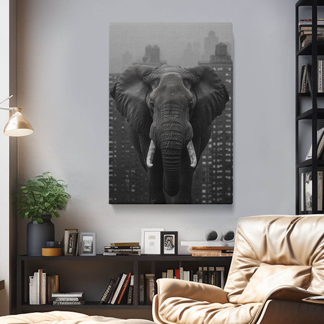 Majestic Elephant in the City Canvas Print ArtLexy   