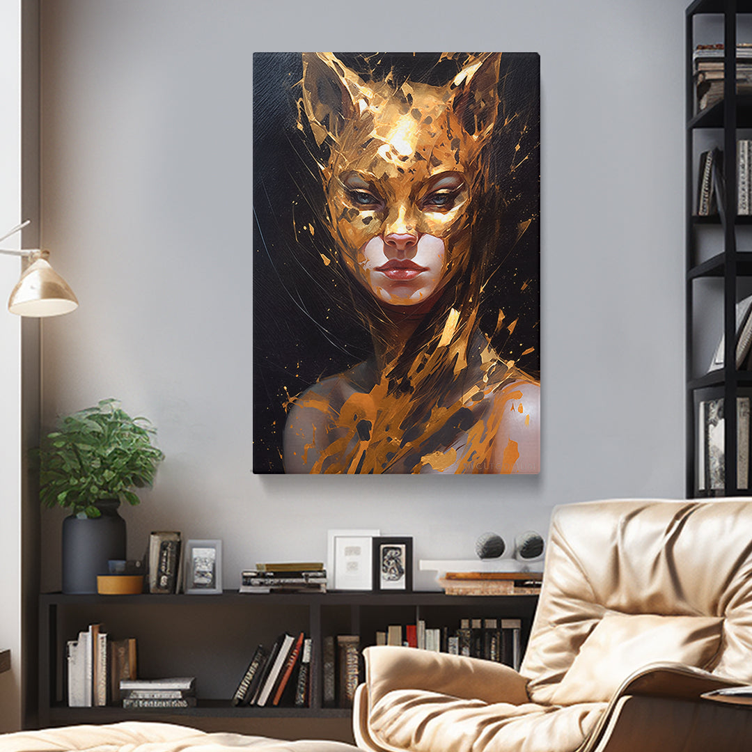 Golden Feline Fantasy Canvas Print ArtLexy   
