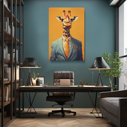 Giraffe in Blue Suit Canvas Print ArtLexy   