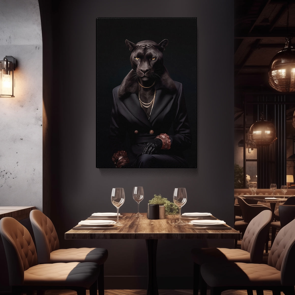 Panther in Black Suit Canvas Print ArtLexy   