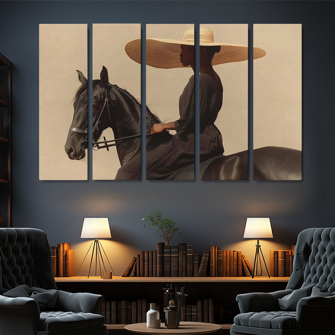 Elegant Woman Rider on Horse Canvas Print ArtLexy   