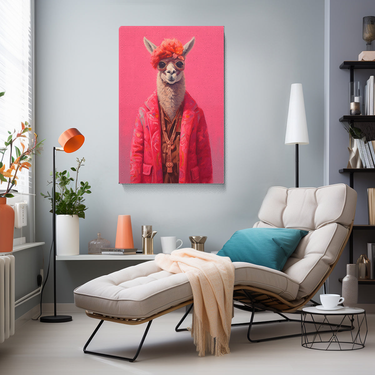 Cool Llama in Aviator Goggles Canvas Print ArtLexy   