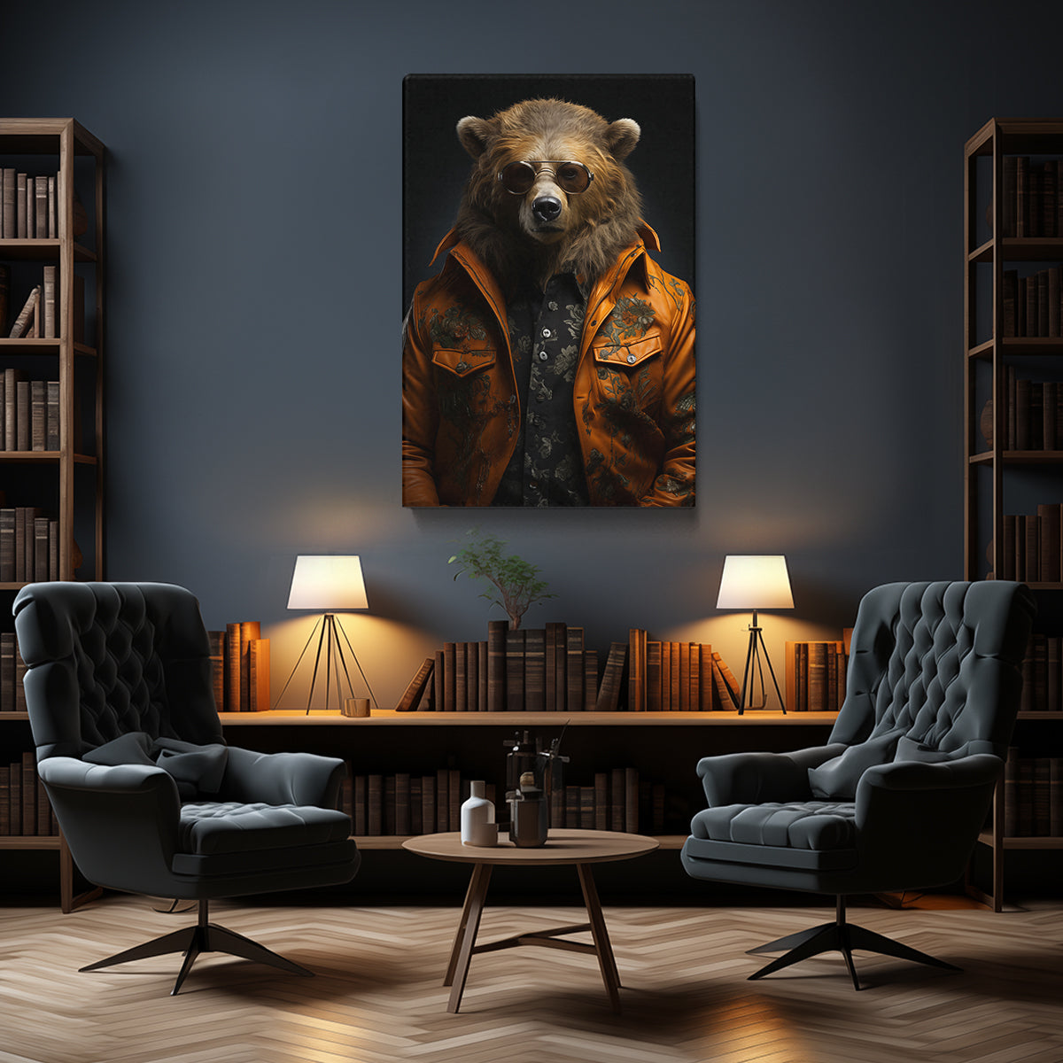 Cool Bear in Floral Jacket Canvas Print ArtLexy   