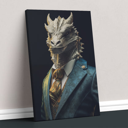 Stylish Dragon in Teal Blazer Canvas Print ArtLexy   