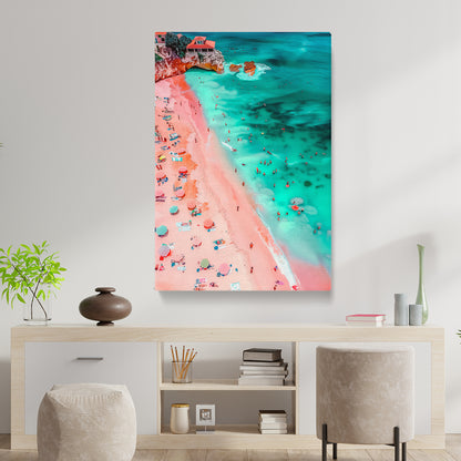 Vibrant Aerial Beach Scene Canvas Print ArtLexy 1 Panel 16"x24" inches 