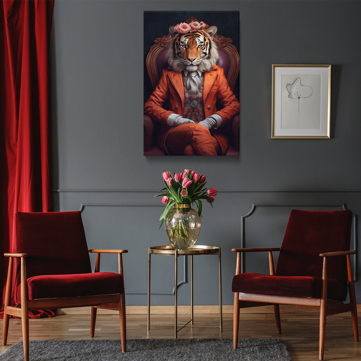 Distinguished Tiger in Floral Suit Canvas Print ArtLexy   