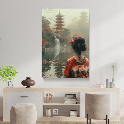 Crimson Geisha Garden Canvas Print ArtLexy   
