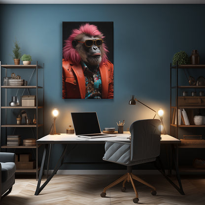 Vibrant Baboon in Red Jacket Canvas Print ArtLexy   