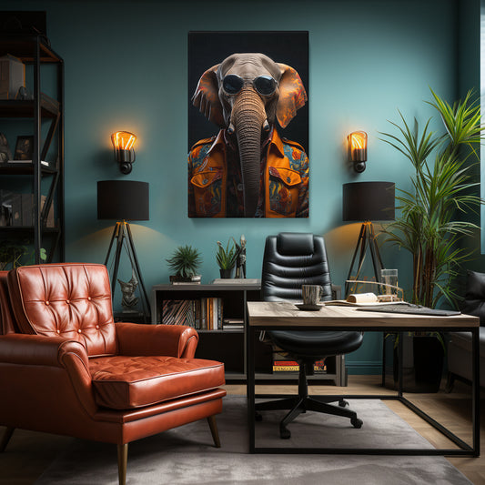 Eclectic Elephant in Sunglasses Canvas Print ArtLexy 1 Panel 16"x24" inches 