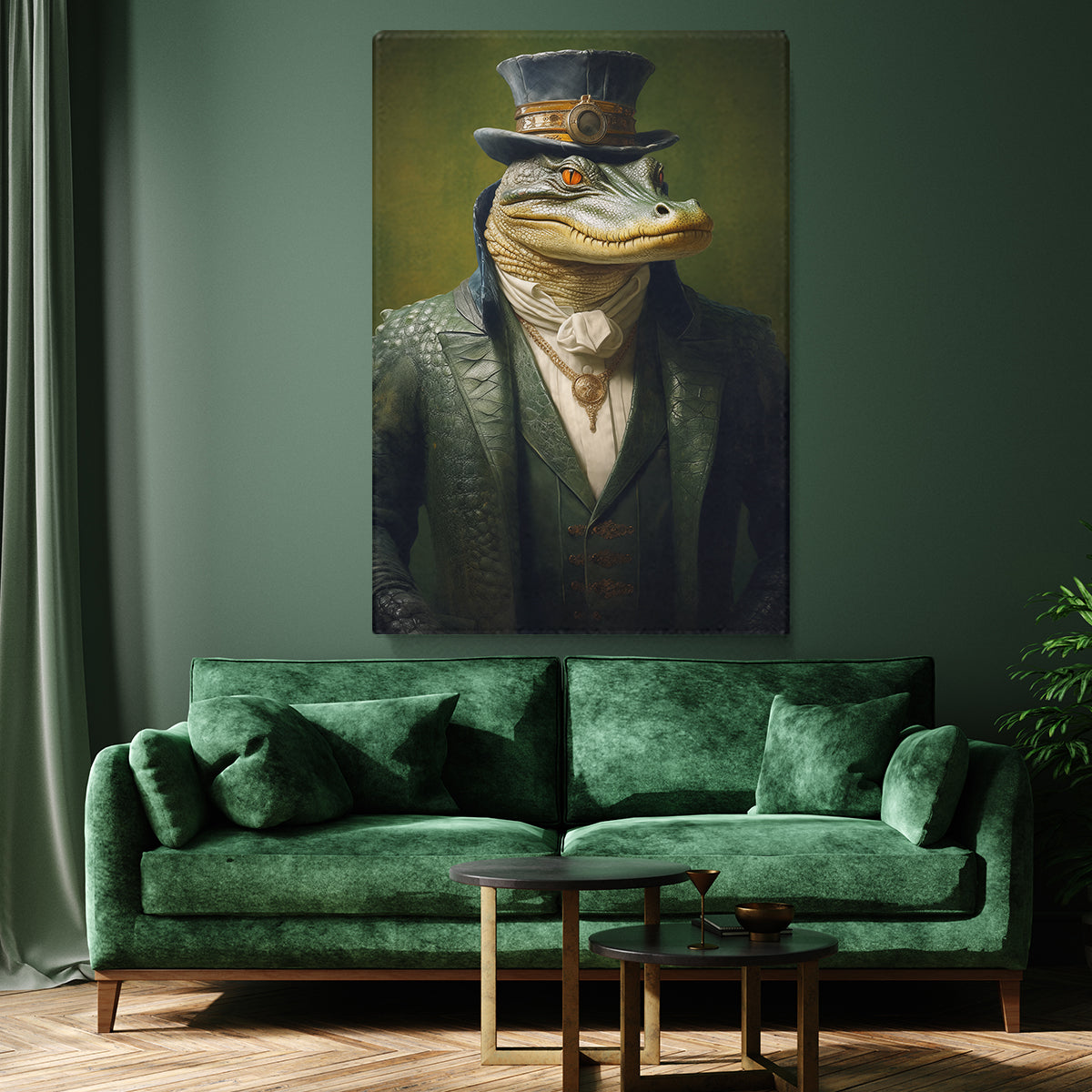 Victorian Dressed Alligator Canvas Print ArtLexy   