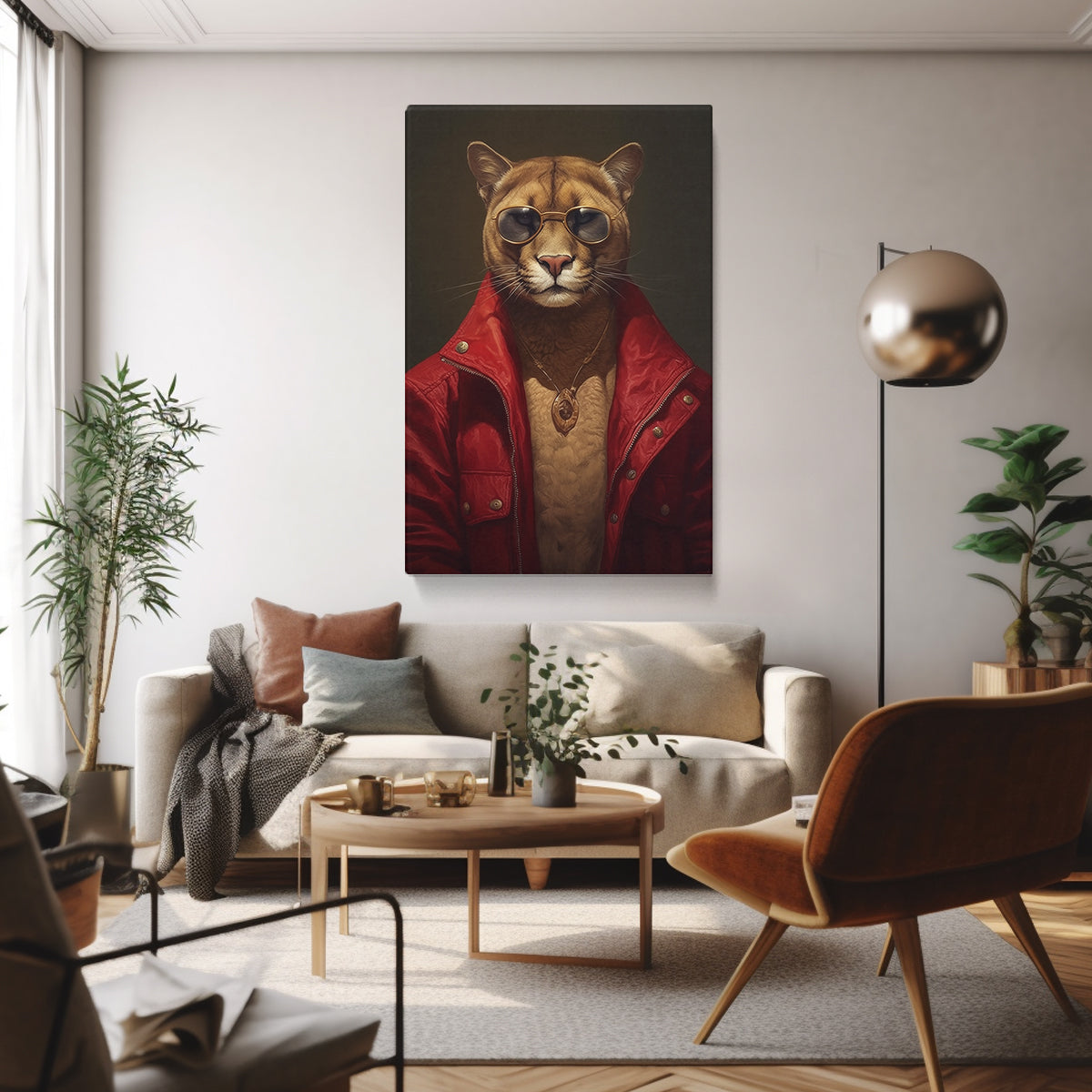 Stylish Anthropomorphic Cougar Portrait Canvas Print ArtLexy   
