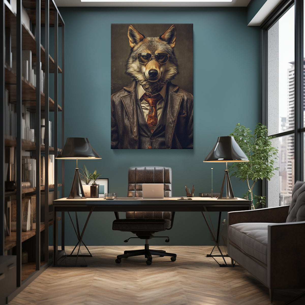 Sophisticated Wolf in Suit Canvas Print ArtLexy 1 Panel 16"x24" inches 