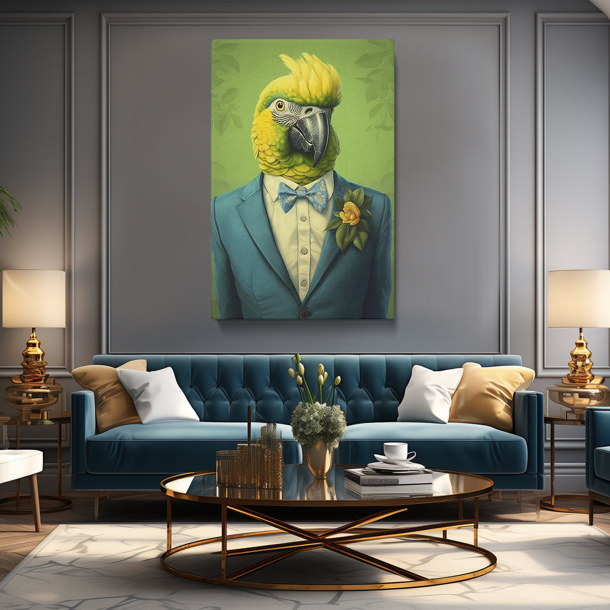 Dapper Anthropomorphic Parrot Canvas Print ArtLexy   
