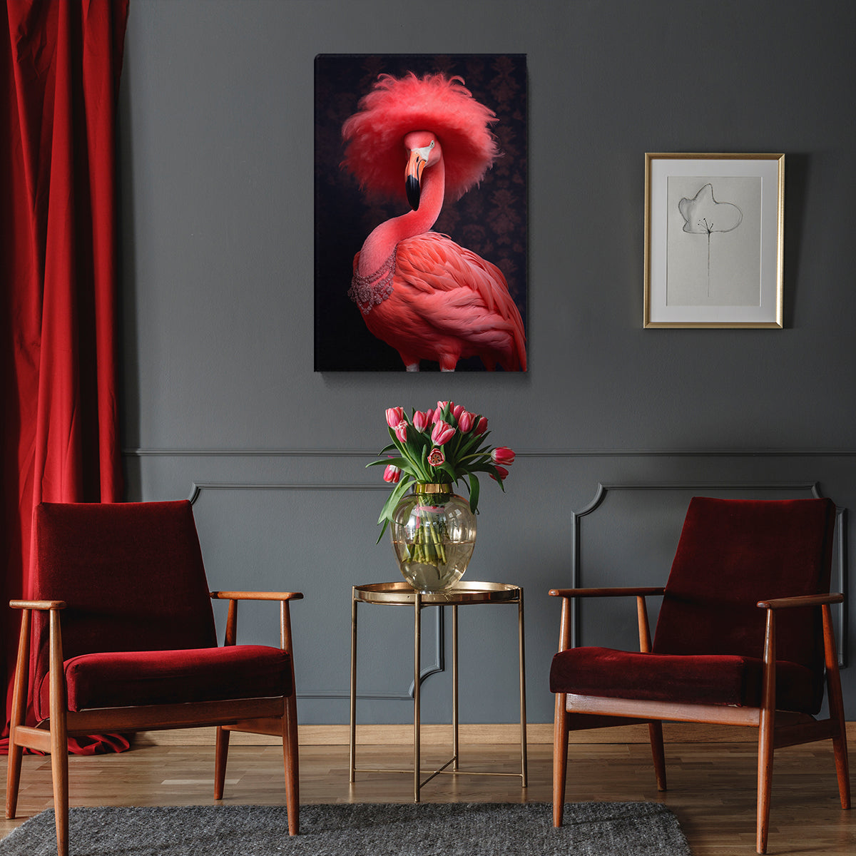 Regal Flamingo with Feather Headdress Canvas Print ArtLexy   