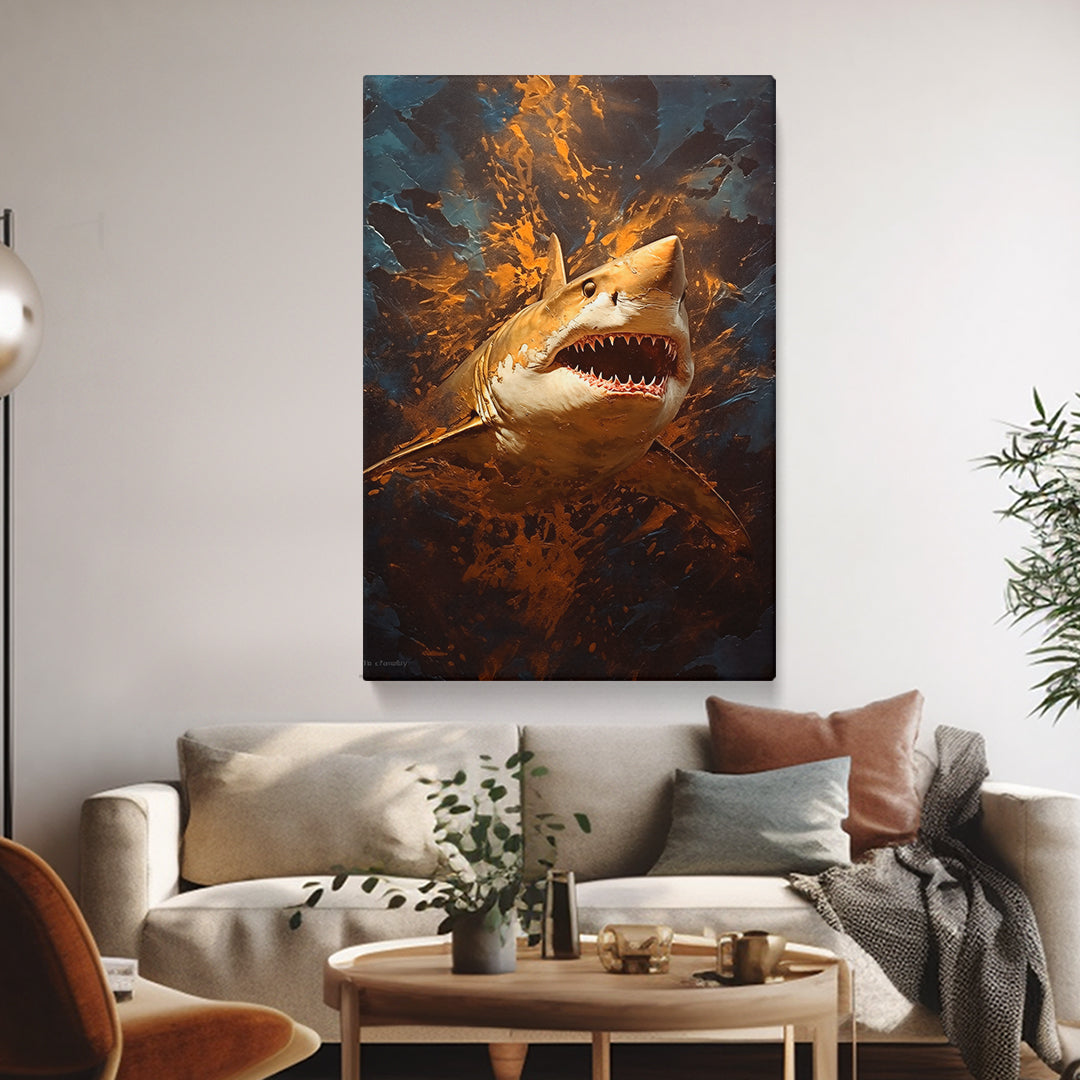 Thrilling Shark Encounter Canvas Print ArtLexy   