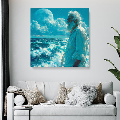 Old Man Sage Facing the Sea Canvas Print ArtLexy 1 Panel 12"x12" inches 