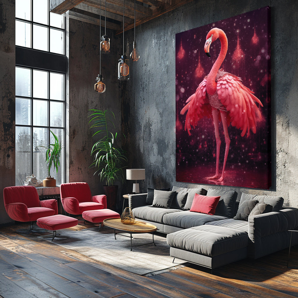 Dancing Flamingo in Sparkling Bodice Canvas Print ArtLexy   