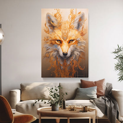 Golden Crowned Fox Portrait Canvas Print ArtLexy   