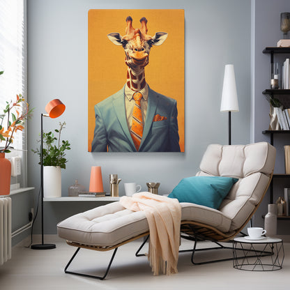 Giraffe in Blue Suit Canvas Print ArtLexy   