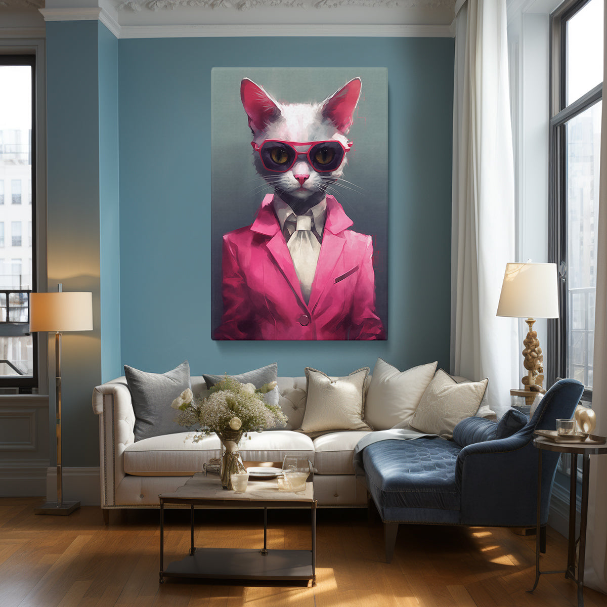 Trend Cat in Pink Blazer Canvas Print ArtLexy   