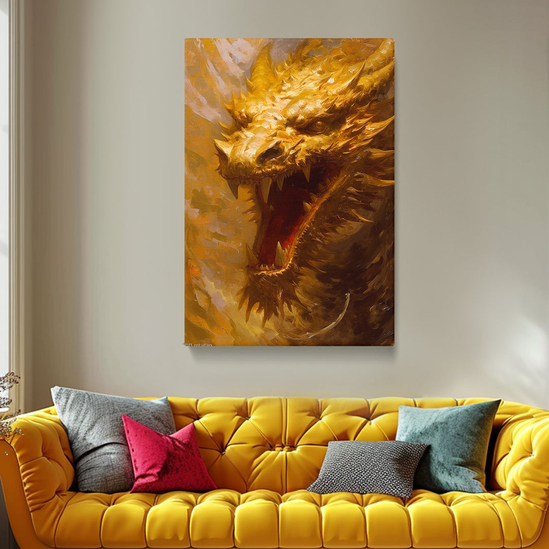 Roaring Flame Dragon Canvas Print ArtLexy   