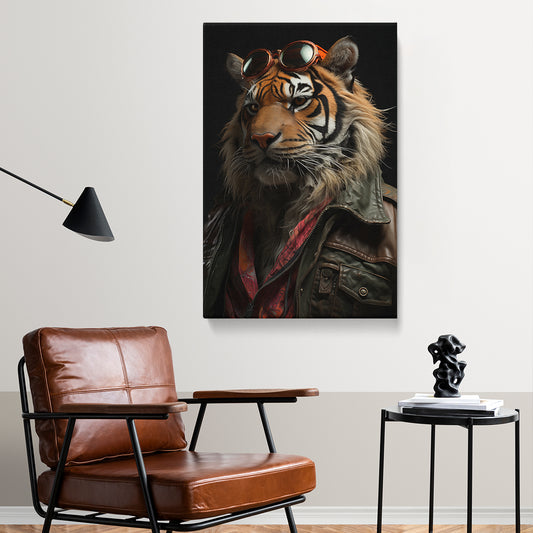 Chic Aviator Tiger Canvas Print ArtLexy 1 Panel 16"x24" inches 