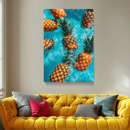 Sunny Pineapple Pool Party Canvas Print ArtLexy 1 Panel 16"x24" inches 