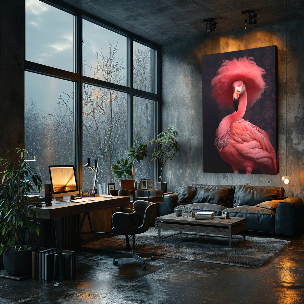 Regal Flamingo with Feather Headdress Canvas Print ArtLexy   