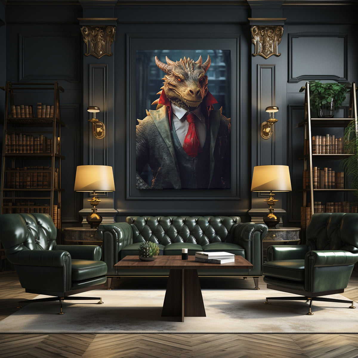 Dapper Dragon in Suit and Tie Canvas Print ArtLexy 1 Panel 16"x24" inches 