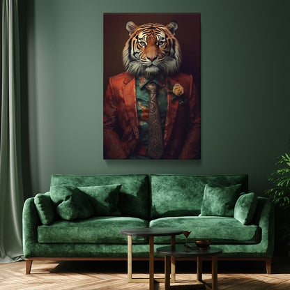 Elegant Tiger in Decorative Suit Canvas Print ArtLexy 1 Panel 16"x24" inches 