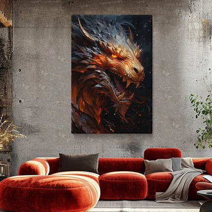 Fiery Dragon Roar Canvas Print ArtLexy 1 Panel 16"x24" inches 