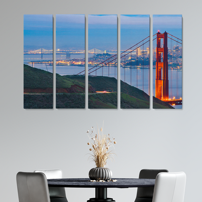 Golden Gate Bay Bridge, Clifornia Cityscape Canvas Print ArtLexy