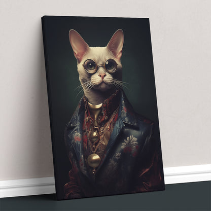 Aristocratic Cat with Glasses Canvas Print ArtLexy   