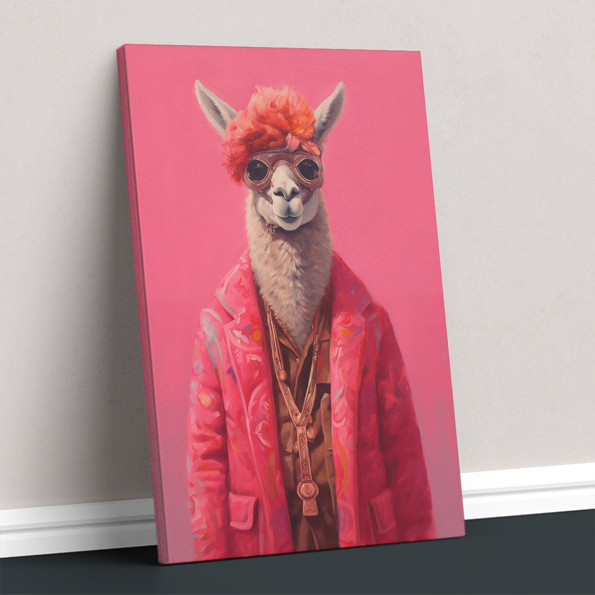 Cool Llama in Aviator Goggles Canvas Print ArtLexy 1 Panel 16"x24" inches 