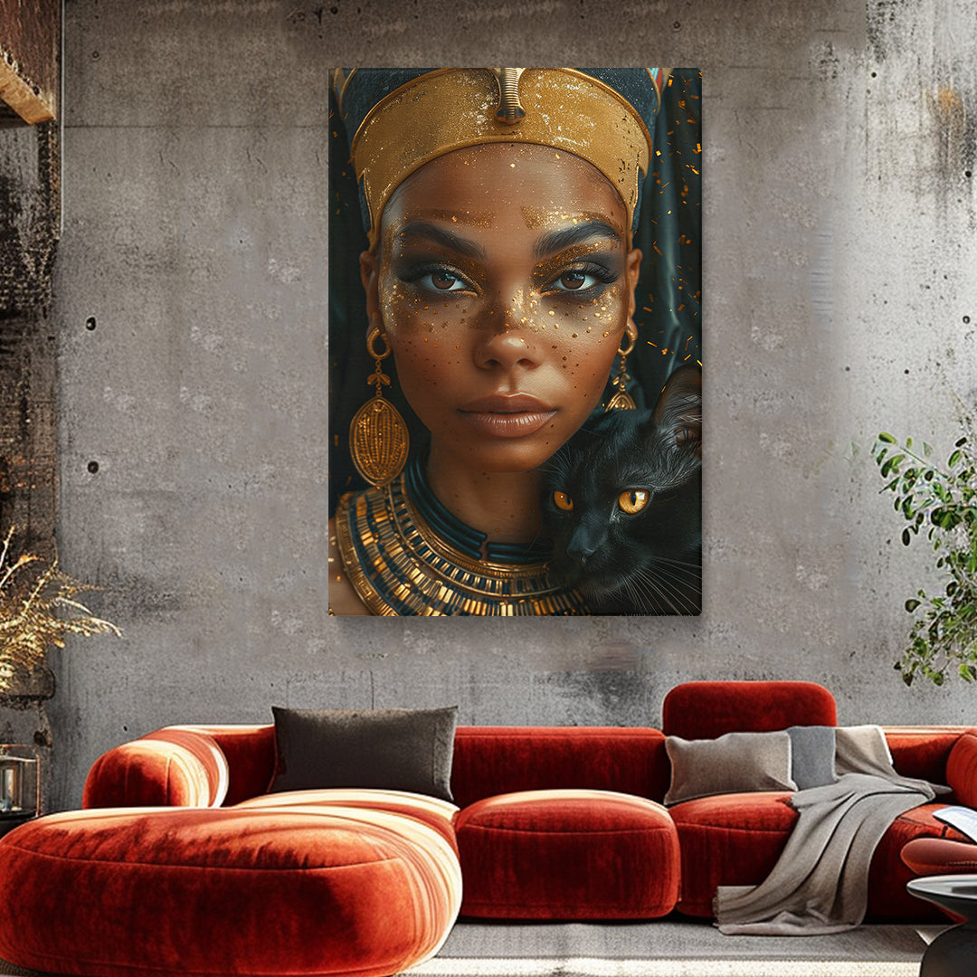 Cleopatra's Gaze with Sacred Cat Canvas Print ArtLexy   