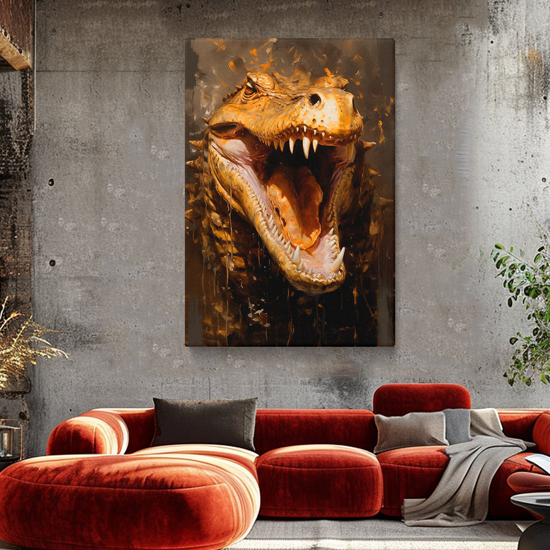 Imposing Alligator Jaws Canvas Print ArtLexy 1 Panel 16"x24" inches 