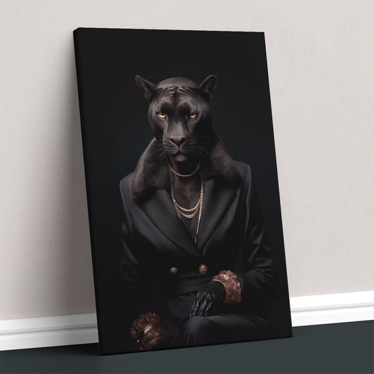 Panther in Black Suit Canvas Print ArtLexy 1 Panel 16"x24" inches 