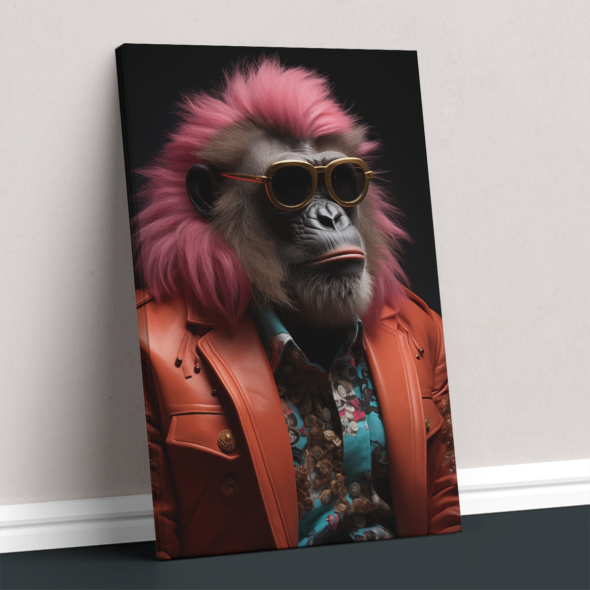 Vibrant Baboon in Red Jacket Canvas Print ArtLexy 1 Panel 16"x24" inches 