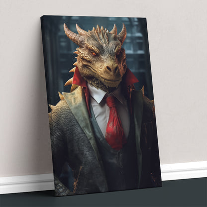 Dapper Dragon in Suit and Tie Canvas Print ArtLexy   