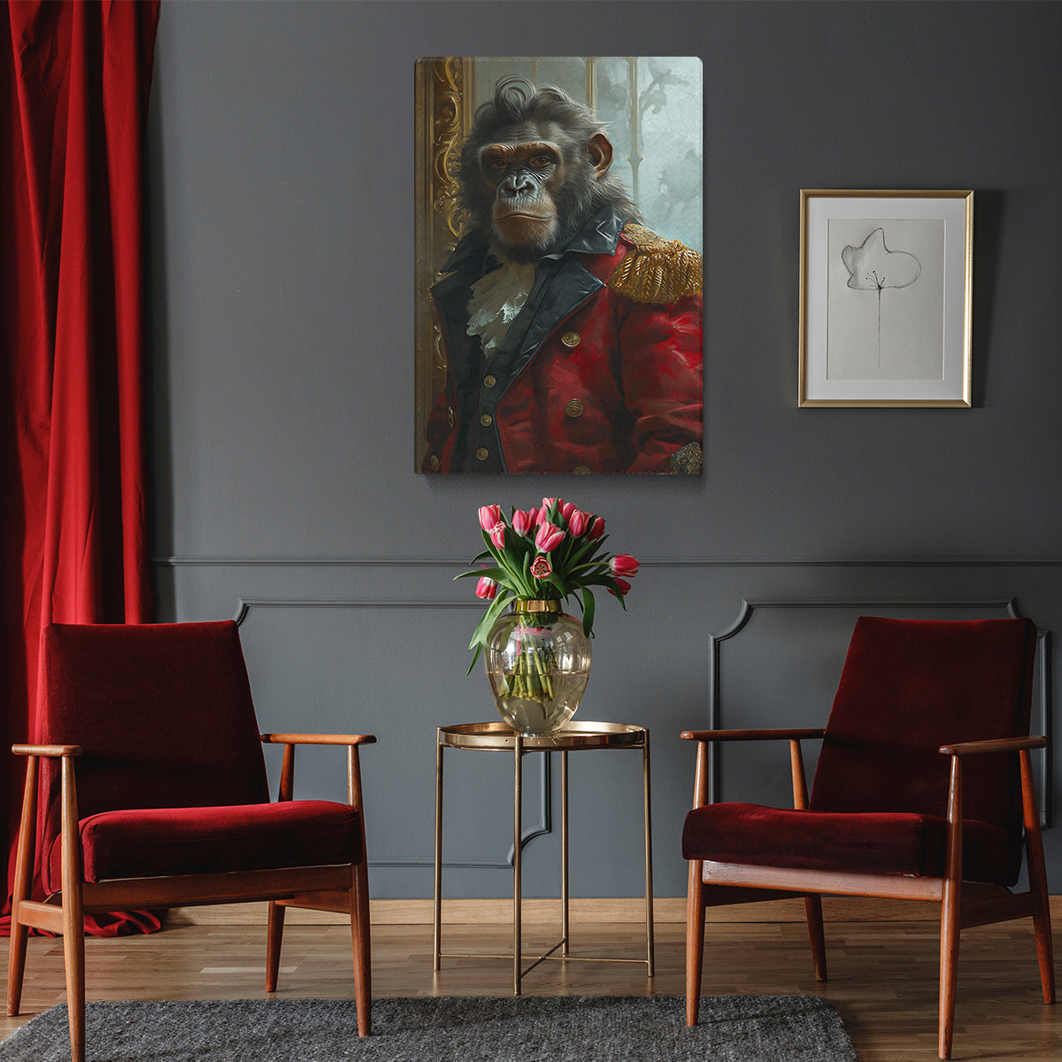 Monkey in Regal Military Attire Canvas Print ArtLexy   