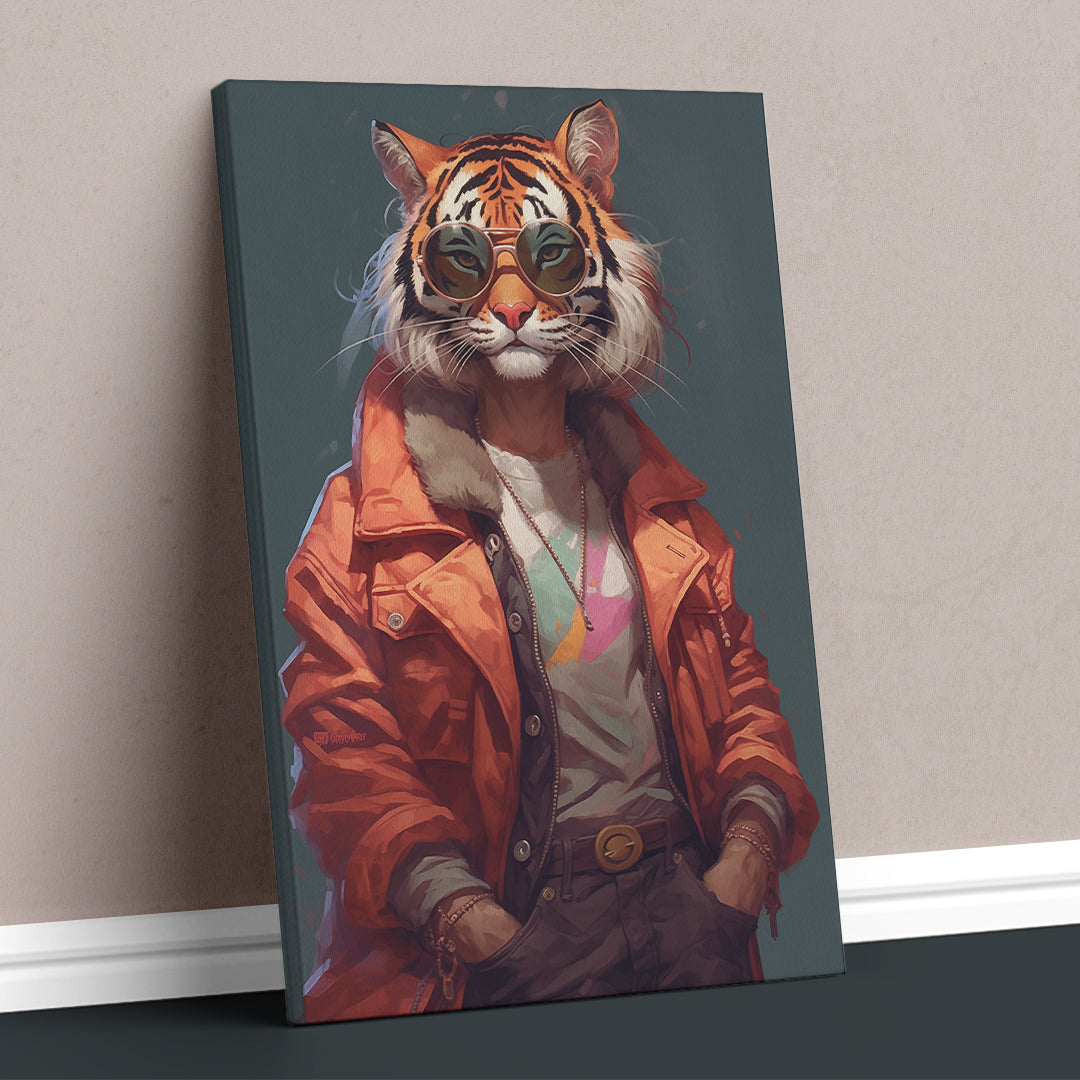 Urban Tiger in Trendy Attire Canvas Print ArtLexy   