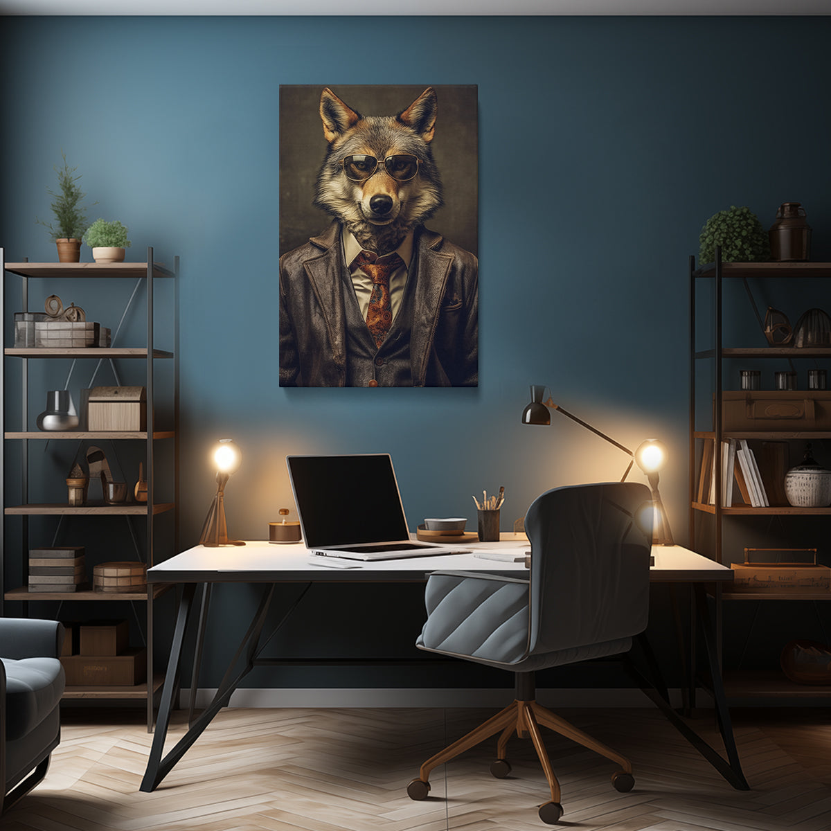 Sophisticated Wolf in Suit Canvas Print ArtLexy   